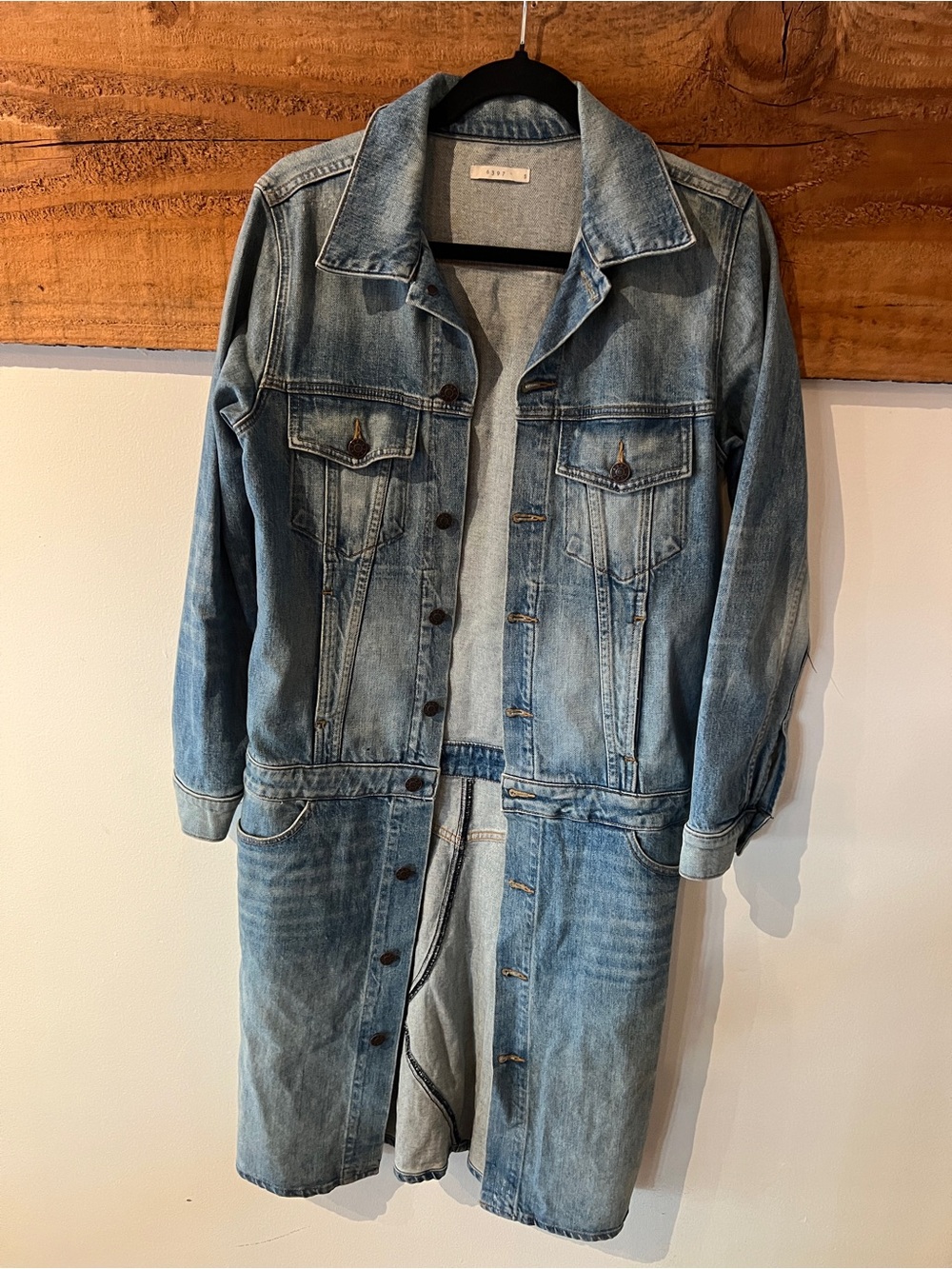 Long Blue Denim Trench Jacket